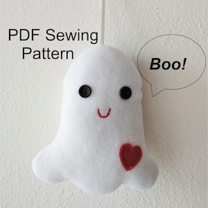 Ghost Soft Toy PDF Sewing Pattern Tutorial DIY Ghost Softie Pattern Easy Stuffed Toy Sewing Pattern Halloween Ghost Plulshie for Beginners