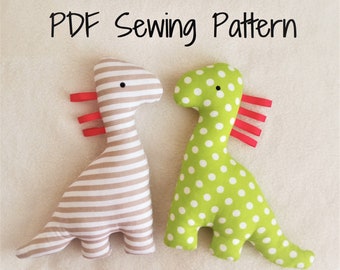 Dinosaur Soft Toy PDF Sewing Pattern and Tutorial DIY Dino Softie Pattern Easy Stuffed Dinosaur Sewing Pattern Dino Toy Sewing pattern