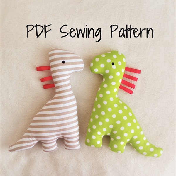 Dinosaur Soft Toy PDF Sewing Pattern and Tutorial DIY Dino Softie Pattern Easy Stuffed Dinosaur Sewing Pattern Dino Toy Sewing pattern