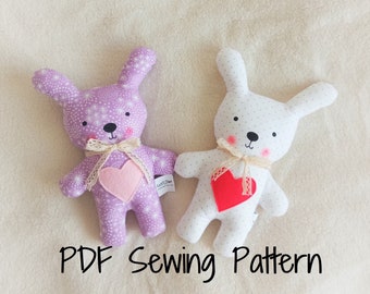 Bunny Soft Toy PDF Sewing Pattern and Tutorial DIY Rabbit Bunny Softie Pattern Easy Stuffed Bunny Sewing Pattern Digital File Rabbit doll