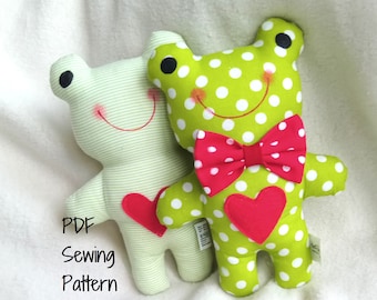 Frog Soft Toy PDF Sewing Pattern and Tutorial DIY Frog Softie Pattern Easy Stuffed Frog Sewing Pattern Stuffed Animal Easy Sewing Pattern