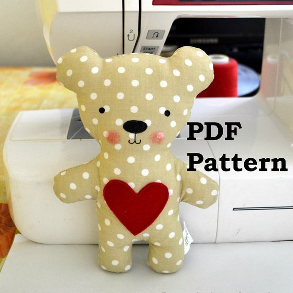 Teddy Bear Soft Toy PDF Sewing Pattern and Tutorial DIY Teddy Bear Softie Pattern Easy Stuffed Bear Sewing Pattern