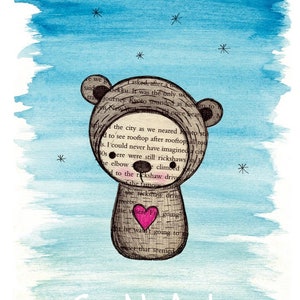 Teddy Bear Nursery Art Print: Mixed Media Illustration (Digital Download)