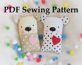 Mini Teddy Bear PDF Teddy Bear Soft Toy Sewing Pattern and Tutorial DIY Teddy Bear Softie Pattern Easy Stuffed Teddy Bear Sewing Pattern