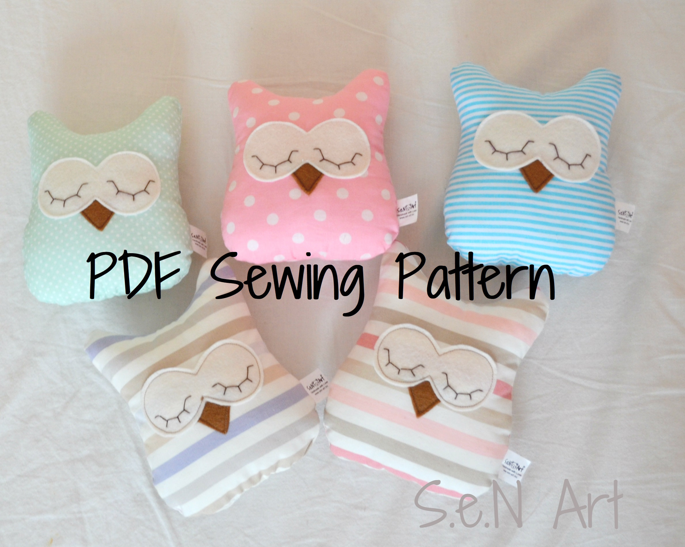 Sleepy Owl Soft Toy PDF Sewing Pattern and Tutorial DIY Owl Softie Valentine Gift Pattern Easy Stuff