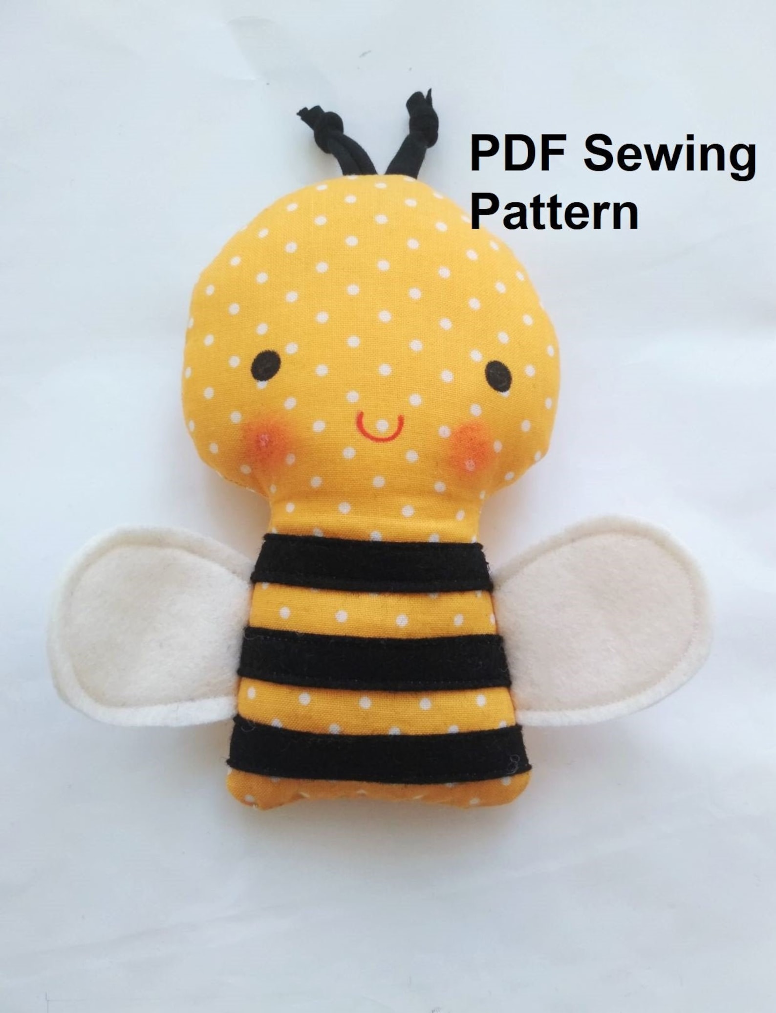 Bee Soft Toy PDF Sewing Pattern and Tutorial DIY Honey Bee Softie ...