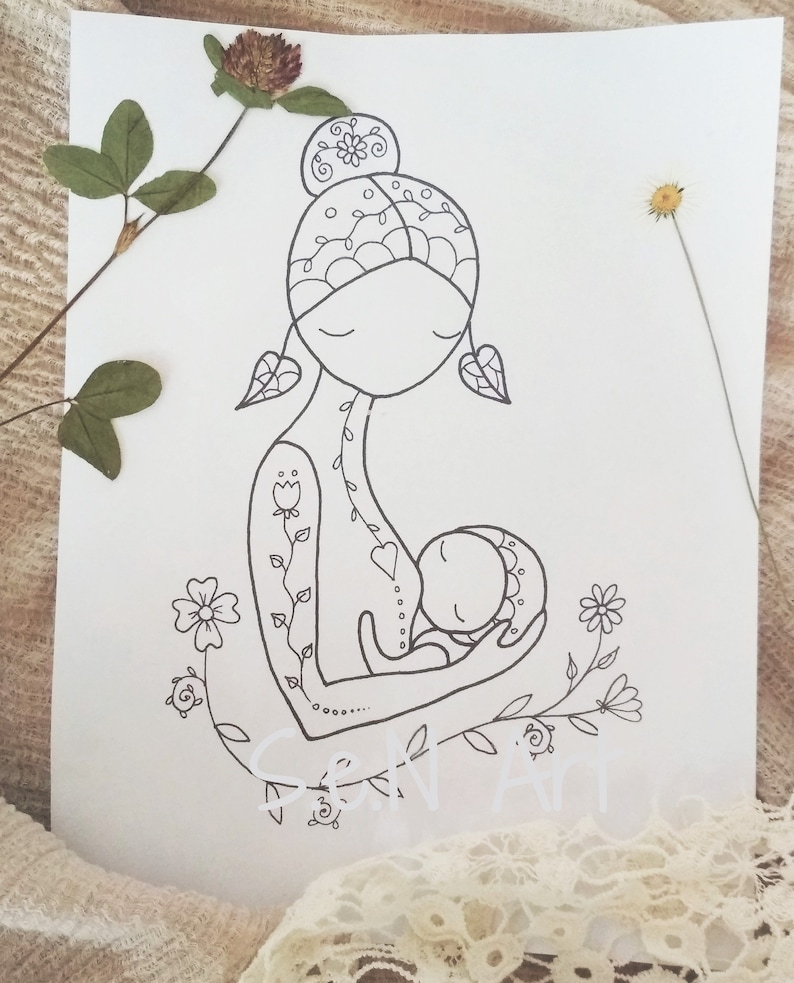 Breastfeeding Printable Digital Download Drawing Breastfeeding | Etsy