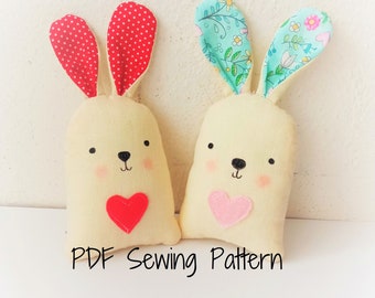 Easter Bunny Sewing Pattern: Fabric Stuffed Toy & Ornament (PDF)