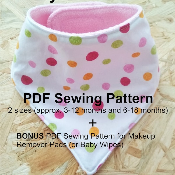 Baby Bandana Bib PDF Sewing Pattern and Tutorial DIY Baby Drool Bib Easy Bibdana Dribble Bib Sewing Printable PDF Pattern