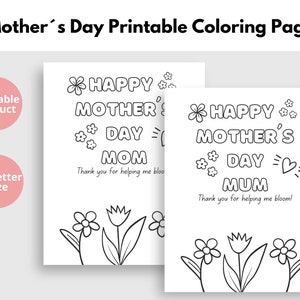 Printable Mothers Day Coloring Happy Mothers Day Coloring Printable Mothers Day Gift Mom Mum coloring Page Last Minute Mothers Day Gift