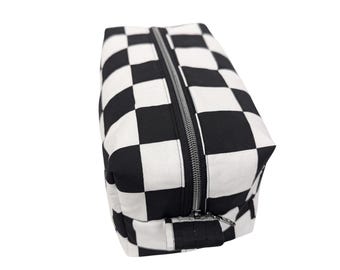 Quilted Boxy Pouch Checkered Toiletry Bag Lemon Gift Bag Quilted Makeup Bag and Cosmetics Bag
