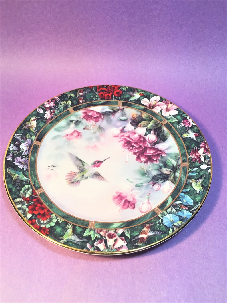 The Anna's Hummingbird Collector Plate by Artist Lena Liu