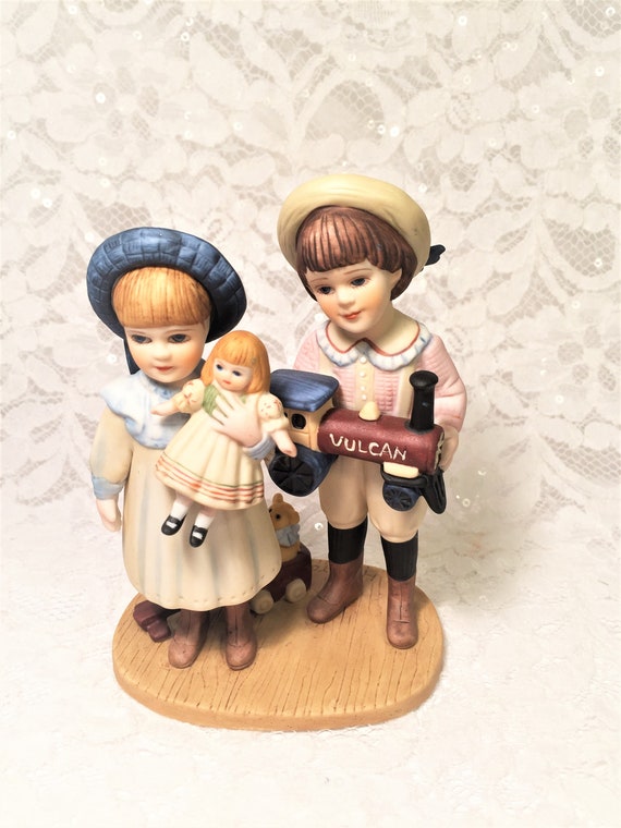 Victorian Children with Toys figurine Jan Hagara Sharice and Parry Collectible Limited Edition Nursery Decor. 1984-85