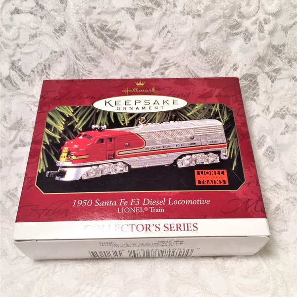 Hallmark Keepsake Ornament, 1950 Santa Fe F3 Diesel Locomotive, Lionel Train Collector Series, 1997, Die Cast Metal.