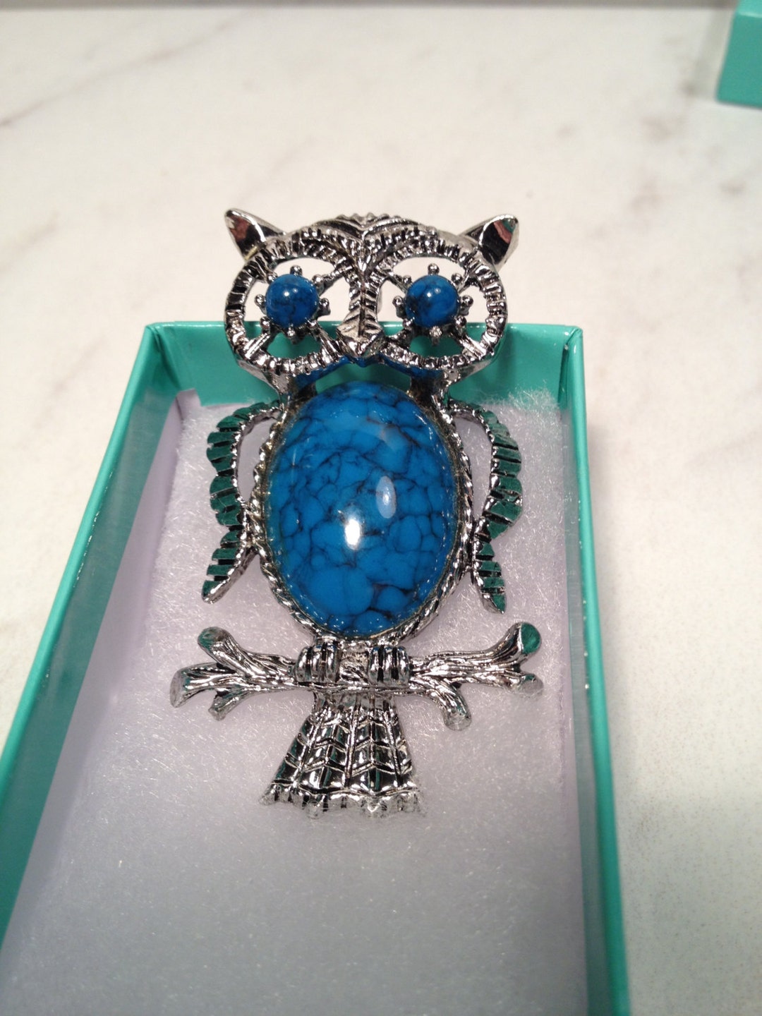 Gerrys Silver Tone Blue Eyed Blue Bellied Wise Old Owl - Etsy