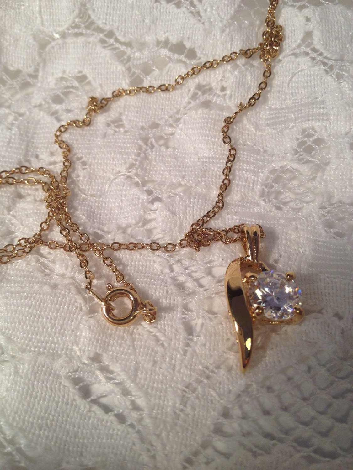 Lind 14KT GE (gold Electroplated) Pendant Necklace and Cubic