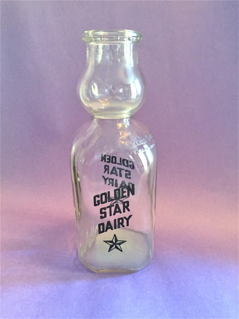 Golden Star Dairy One Quart Cream Top Milk Bottle Square Etsy