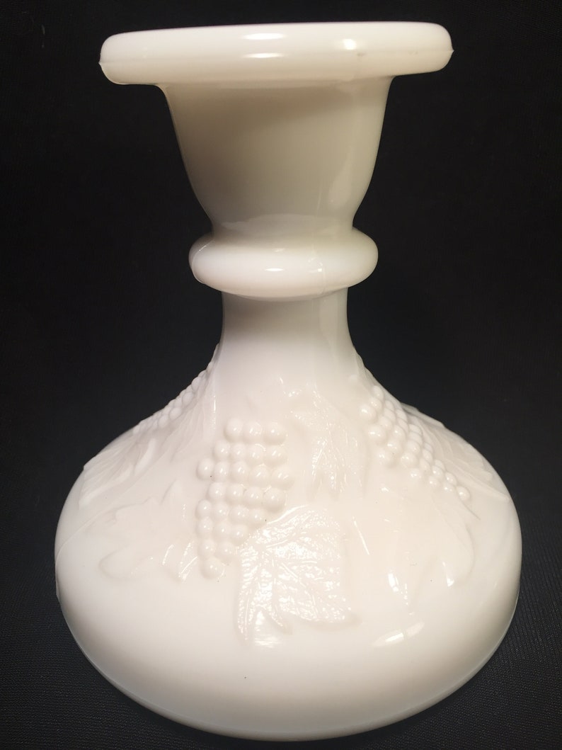 Pair of Westmoreland Glass Milk Glass Candle Holders Grape ...