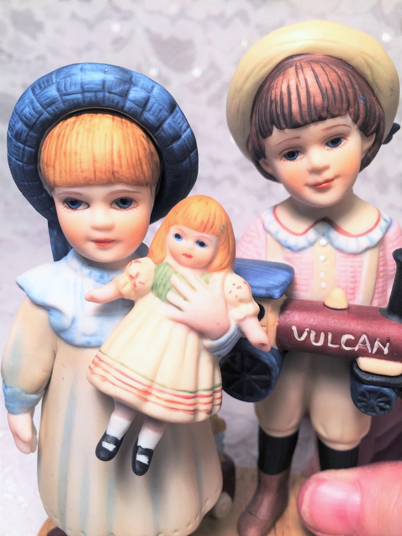 Victorian Children with Toys figurine Jan Hagara Sharice and Parry Collectible Limited Edition Nursery Decor. 1984-85