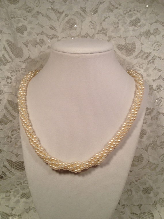 Napier Four Strand Faux Pearl Twisted Necklace, Go
