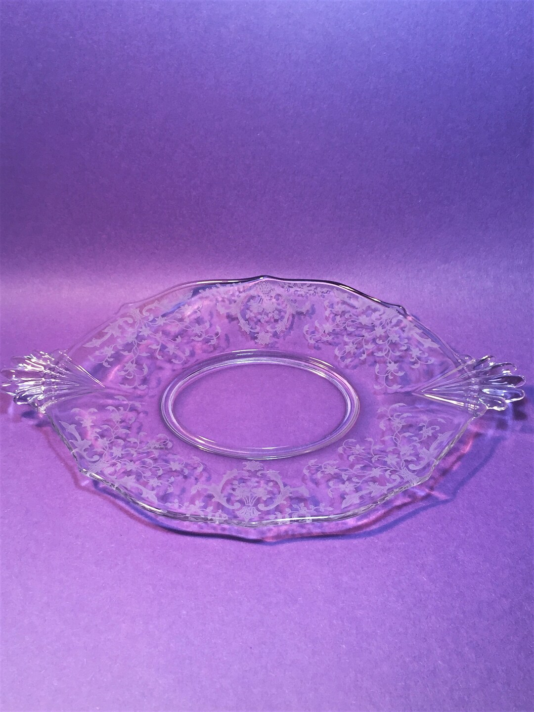 Fostoria Navarre Pattern Clear Etched 10 Inch Tray Baroque Etsy