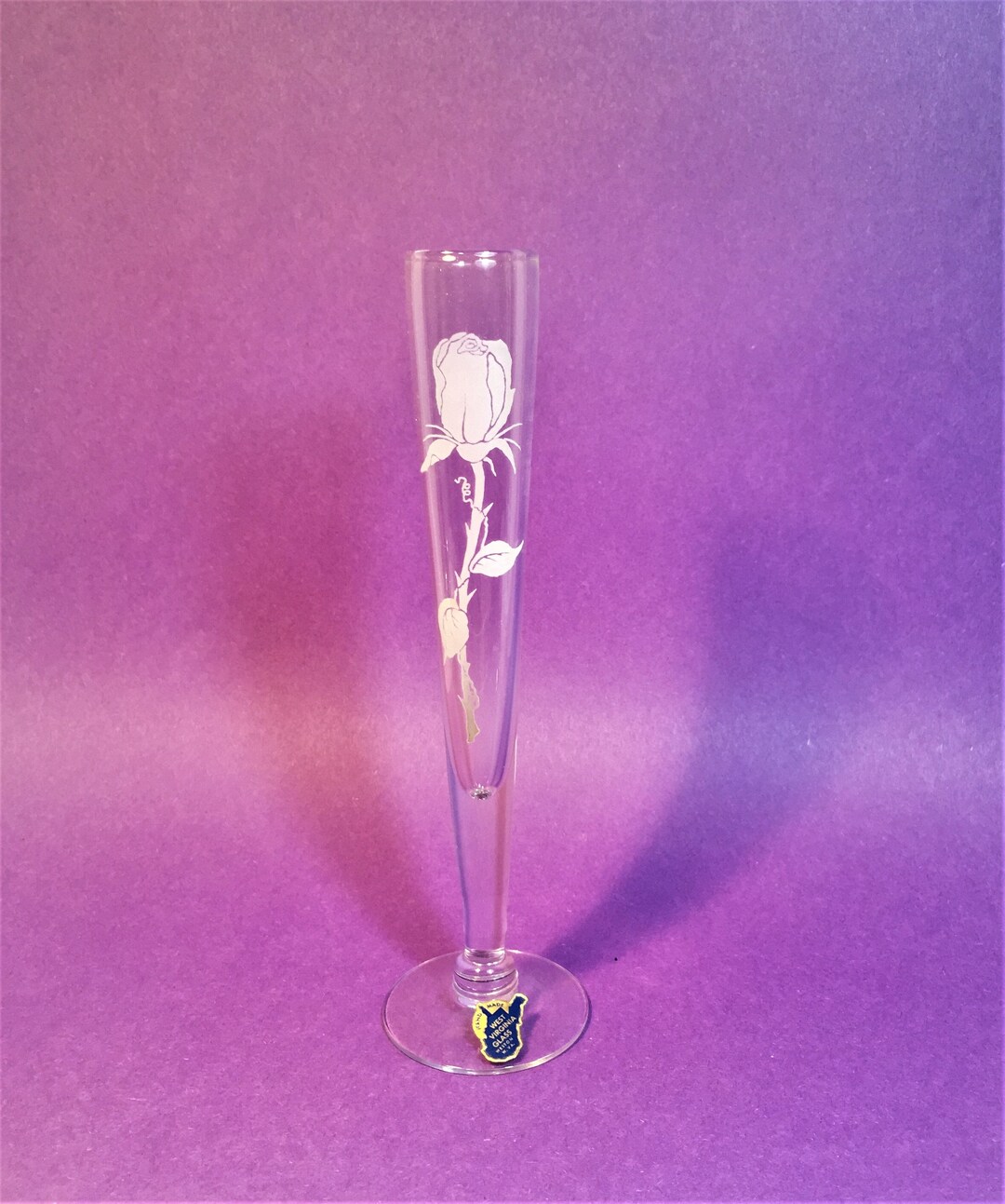 Hand Made Clear Bud Vase With Frosted Rose Stem West Virginia Etsy