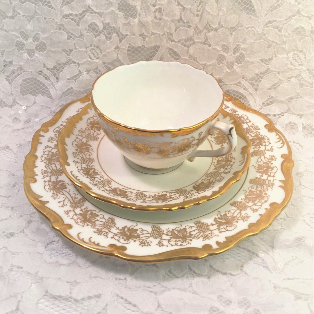 Coalport 3 Piece Tea Cup, Saucer and Salad/luncheon Plate, Fine Bone China Made in England