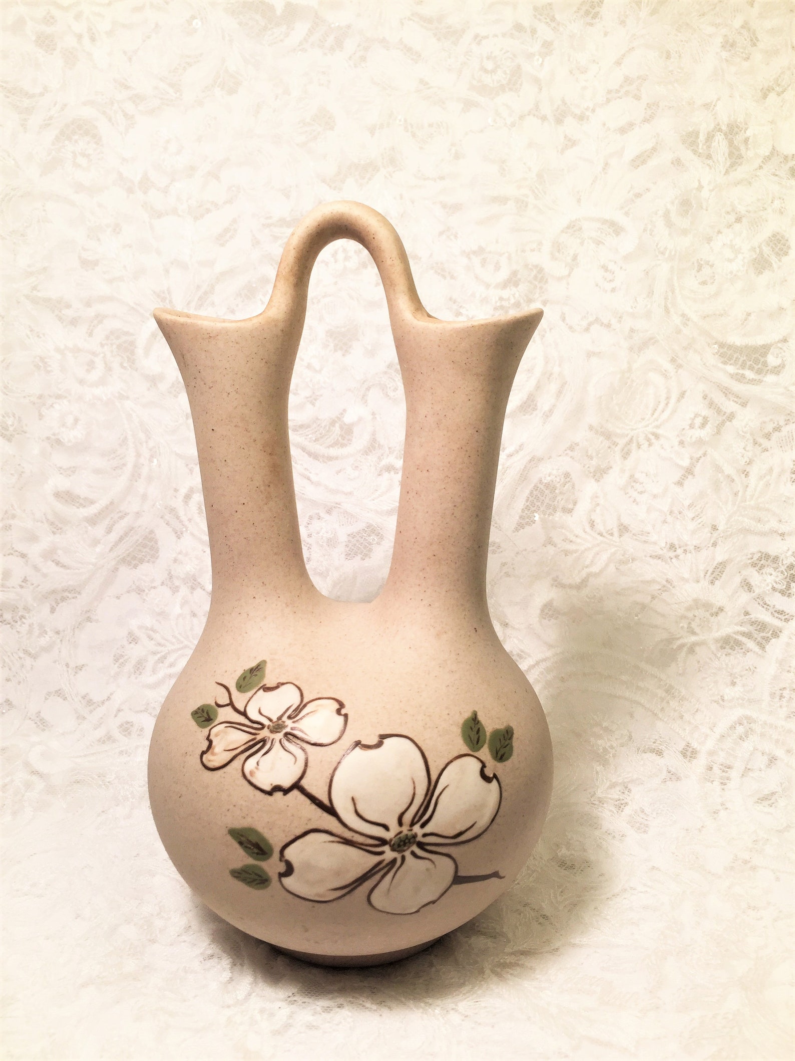 Hand Made Pigeon Pottery Double Stem Earthenware Beige Etsy
