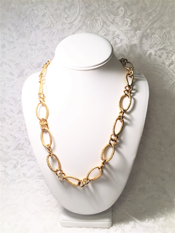 Napier Gold Tone Chunky Large Links 23 Inch Necklace, Hook Clasp