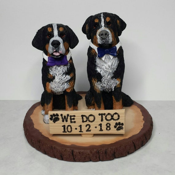 Clay Dog Cake Topper 2 Dog Wedding Cake Topper Bernese Etsy