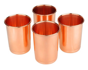 Vintage Drinking Copper Glass 100% Pure Copper, Tumbler, Serve Ware & Drinkware, Set of 4 Copper Glass, 300ml