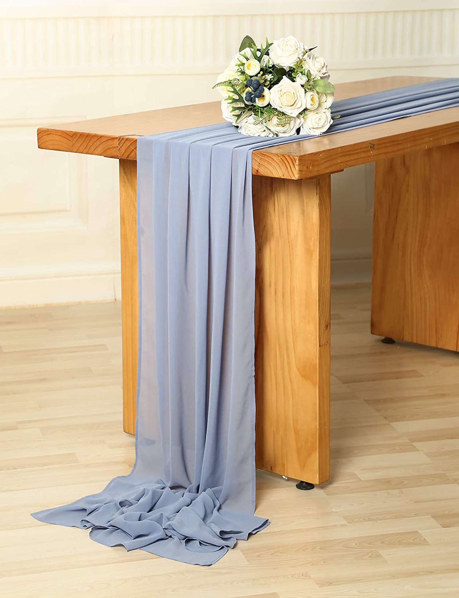 27 x 168 Inch Dusty Blue Wedding Chiffon Table Runner Extra Etsy