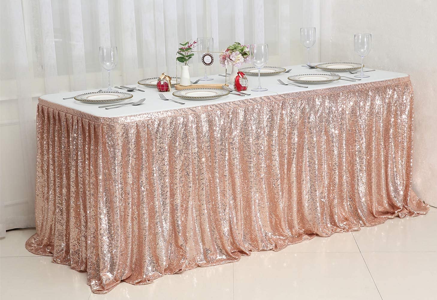 Table Skirt Sequin Rectangle Round Table Skirting Decoration | Etsy