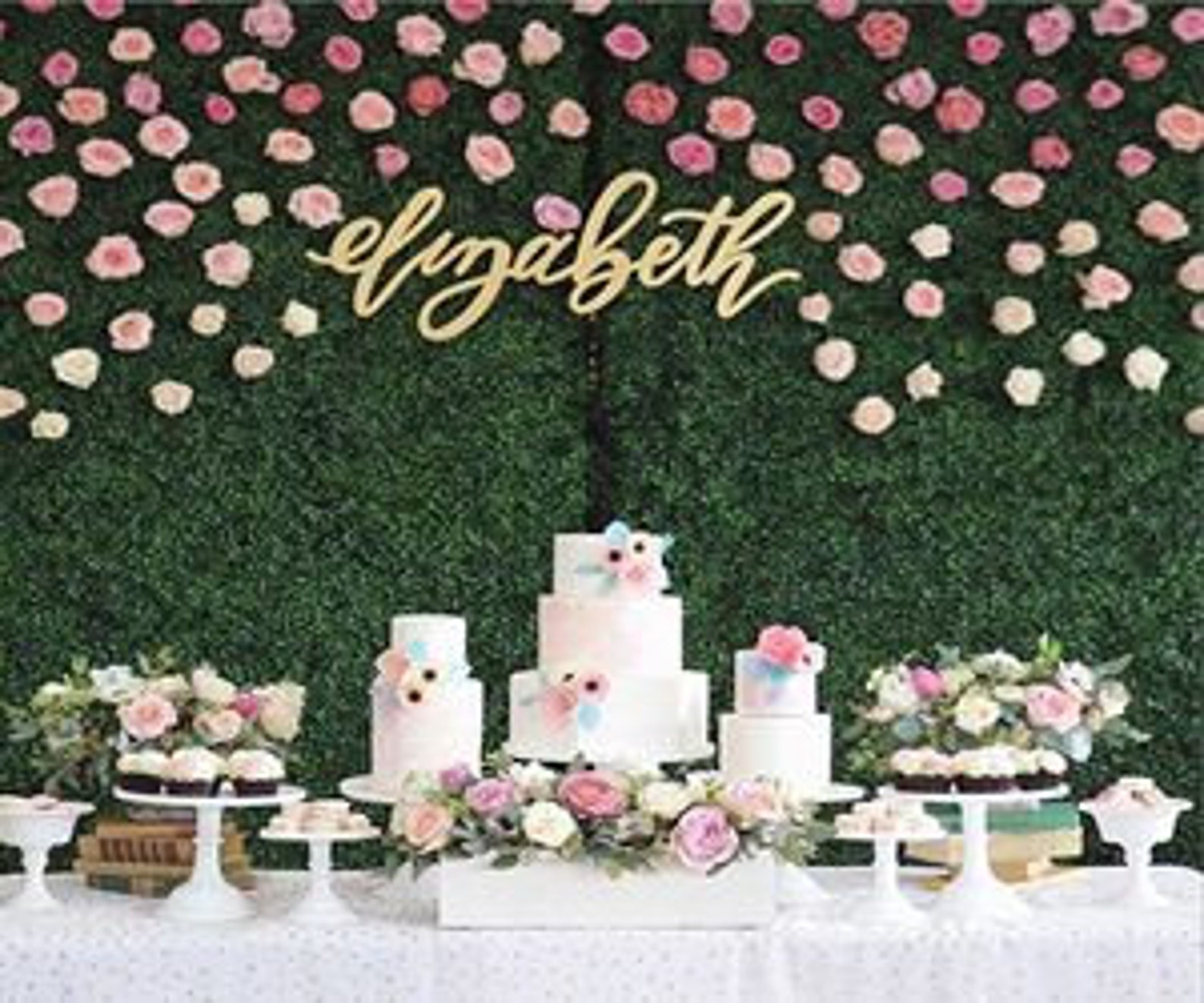 Backdrop name Wedding/Baby Wood Wall Names Boxwood backdrop Etsy