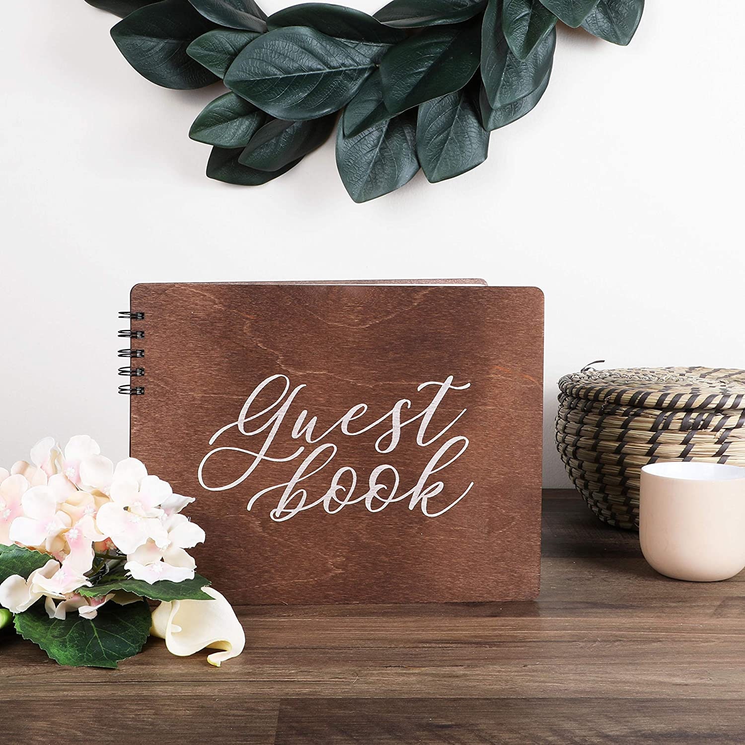 Wedding Guest Book with Rustic Wooden Design 11.25 x 8.75 in Etsy