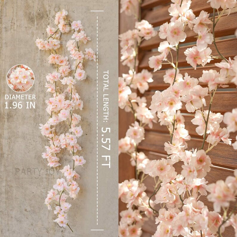 Artificial Cherry Blossom Garland Hanging Vine Silk Garlan Etsy