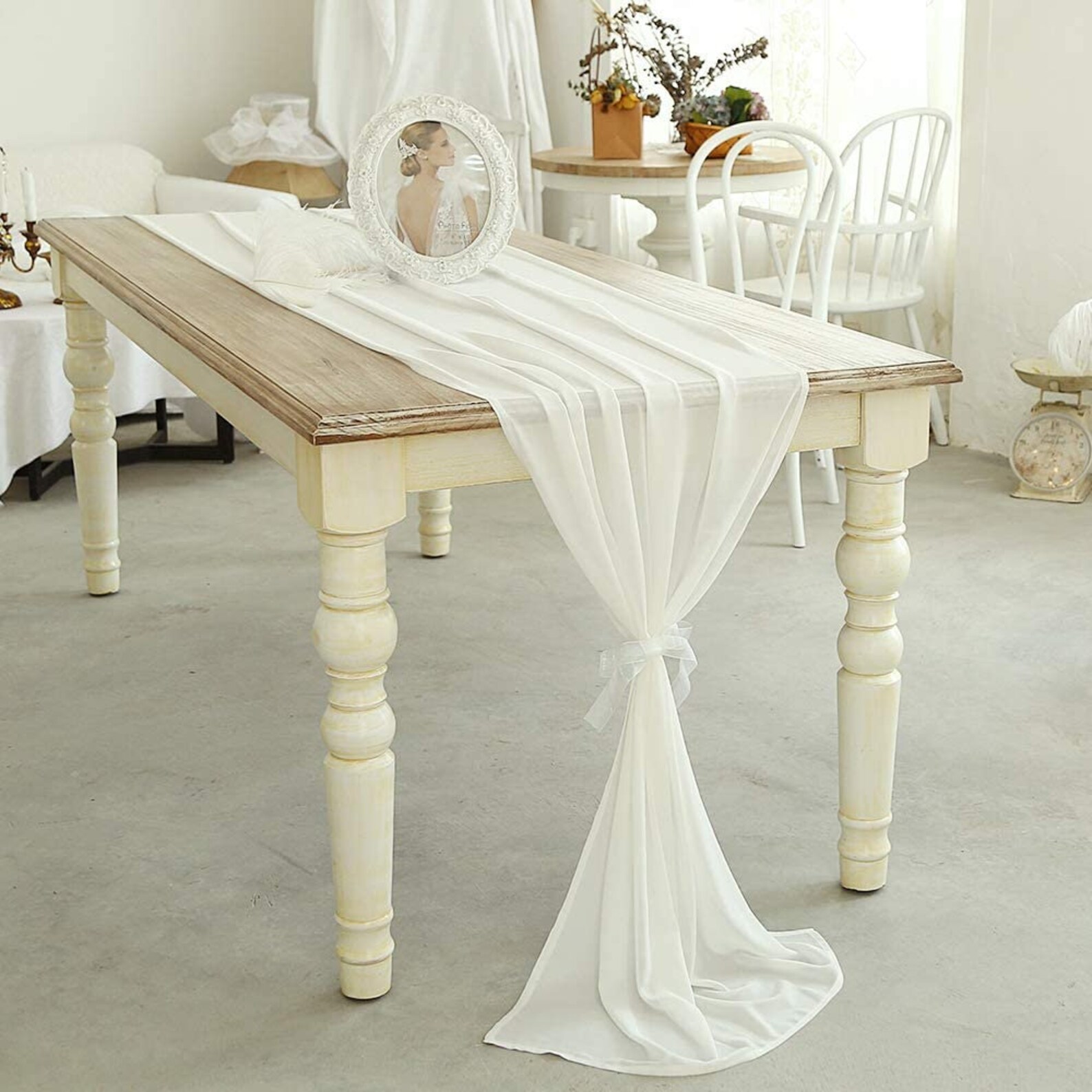 27 x 120 Inch White Chiffon Table Runner Soft Semi Sheer Etsy