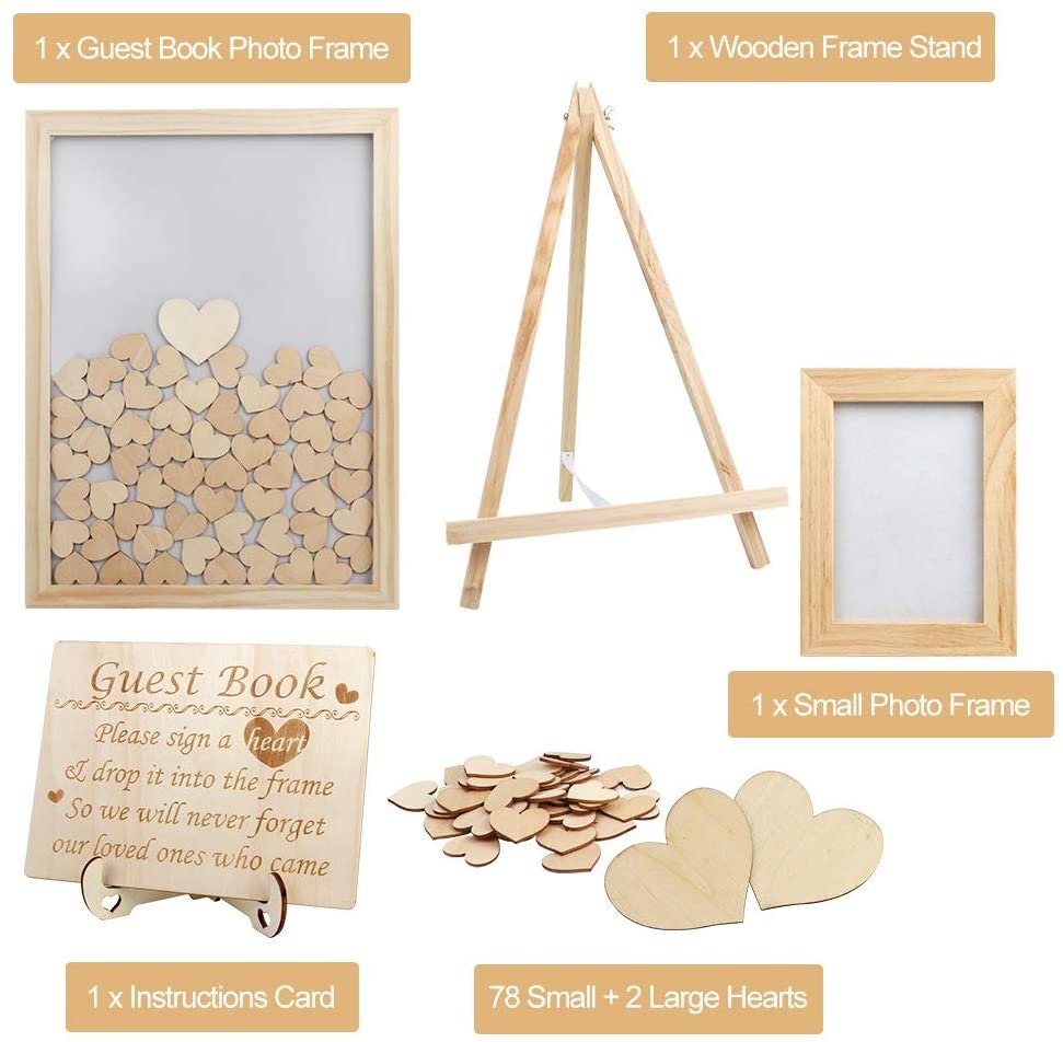 Wedding Guest Book Alternative Wooden Picture Frame with 80 Etsy