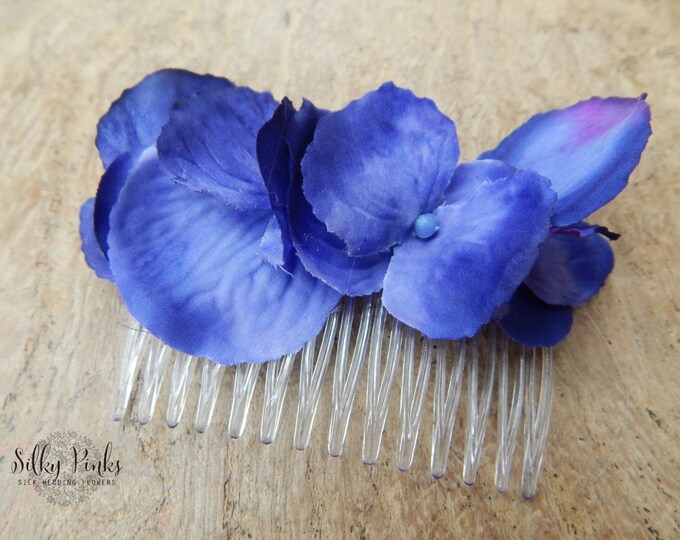 Hair Accessory Blue Decorated Hair Comb Blue Hair Etsy