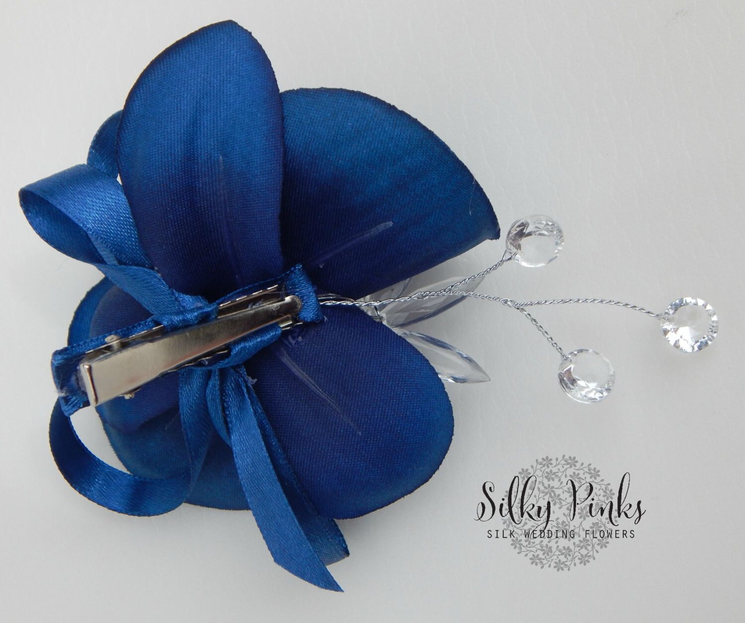 Navy Blue Orchid Hair Accessory Wedding Hair Accessory Etsy