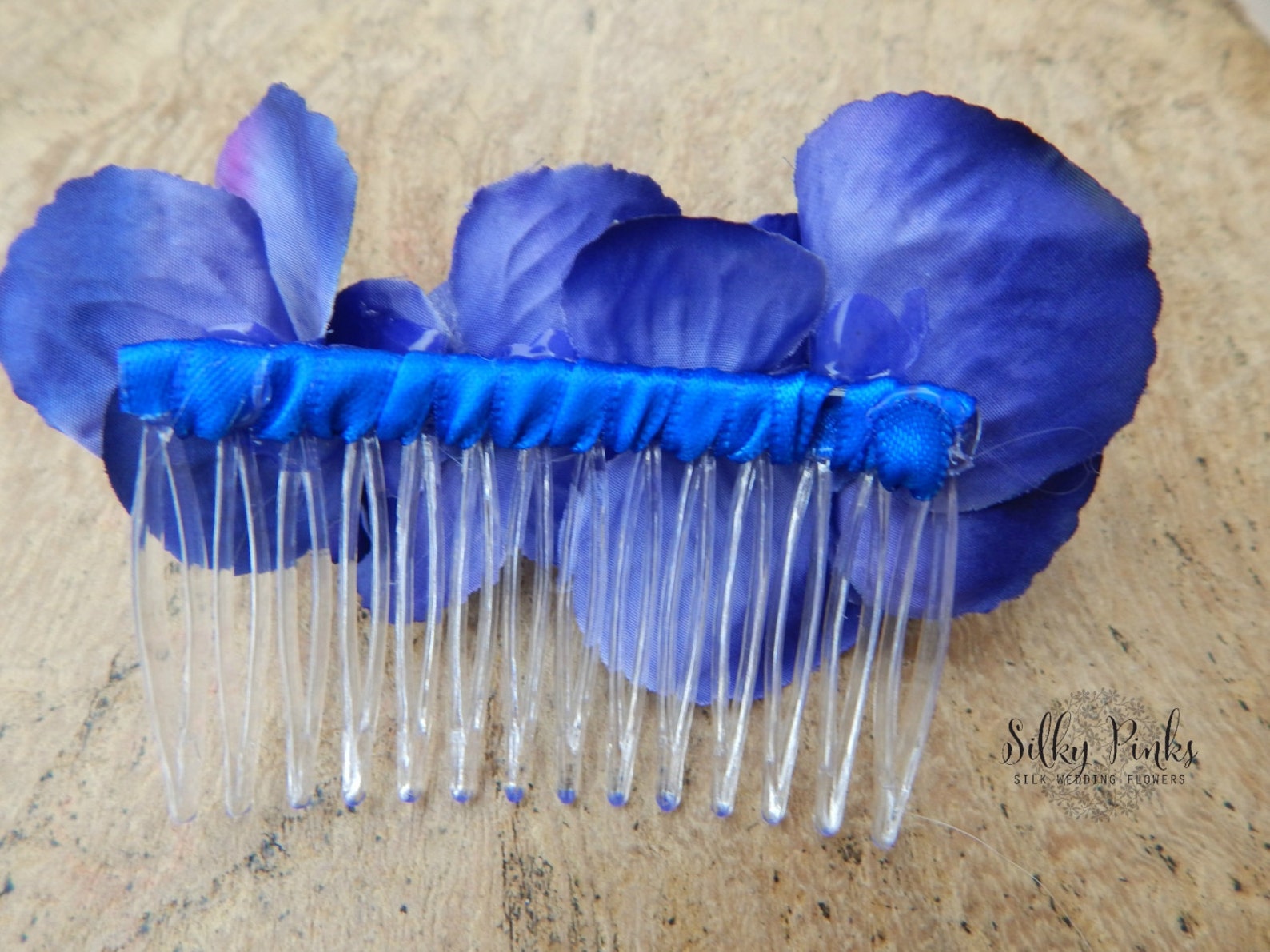 Hair Accessory Blue Decorated Hair Comb Blue Hair Accessory Artificial