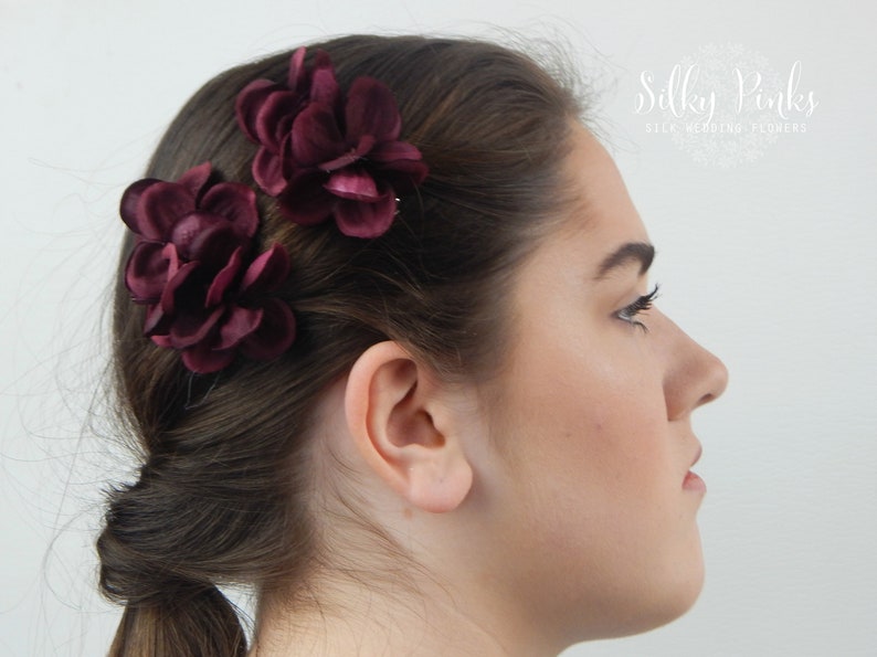 Hydrangea Hair Clips Wedding Hair Accessories Burgundy Hair Etsy