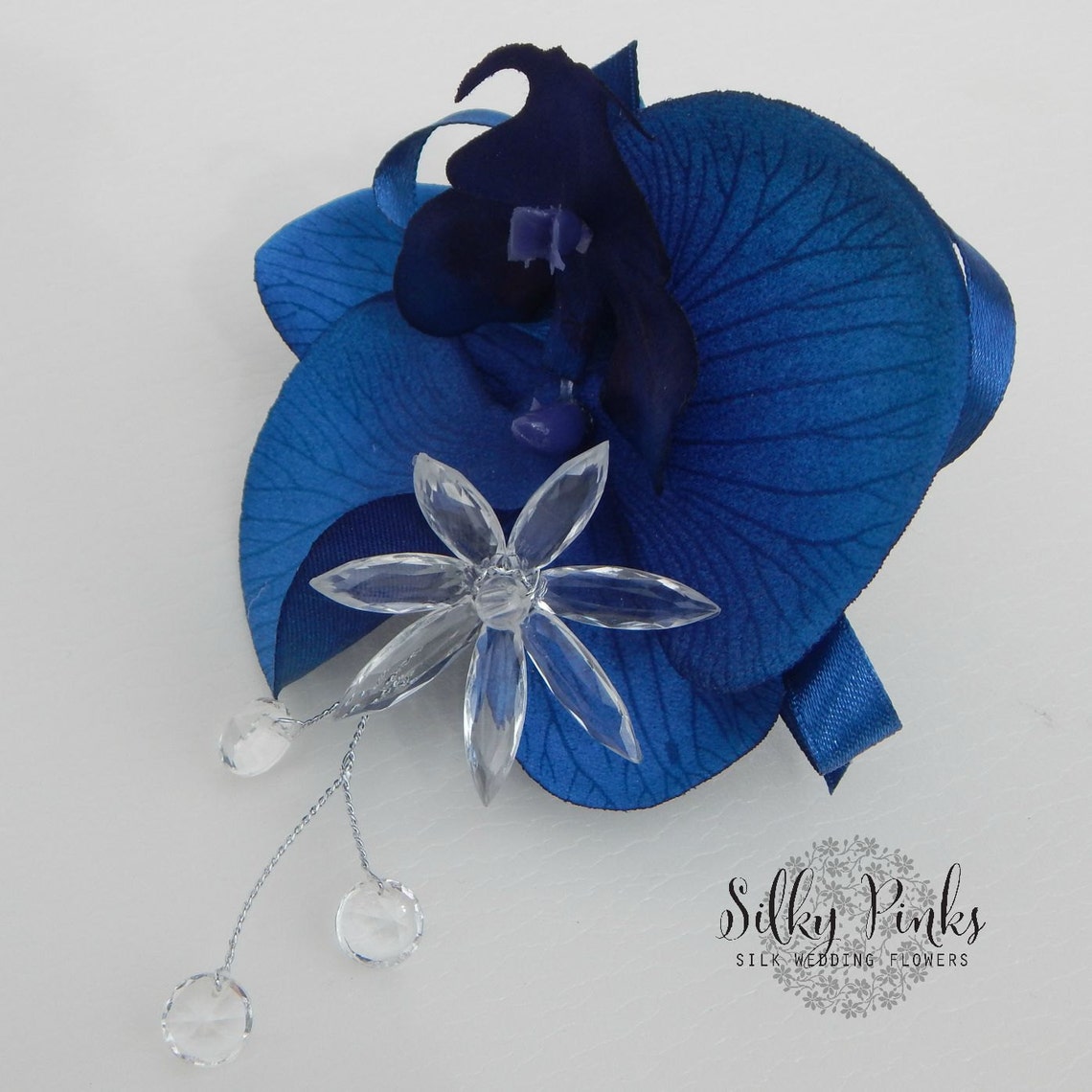 Navy Blue Orchid Hair Accessory Wedding Hair Accessory Etsy