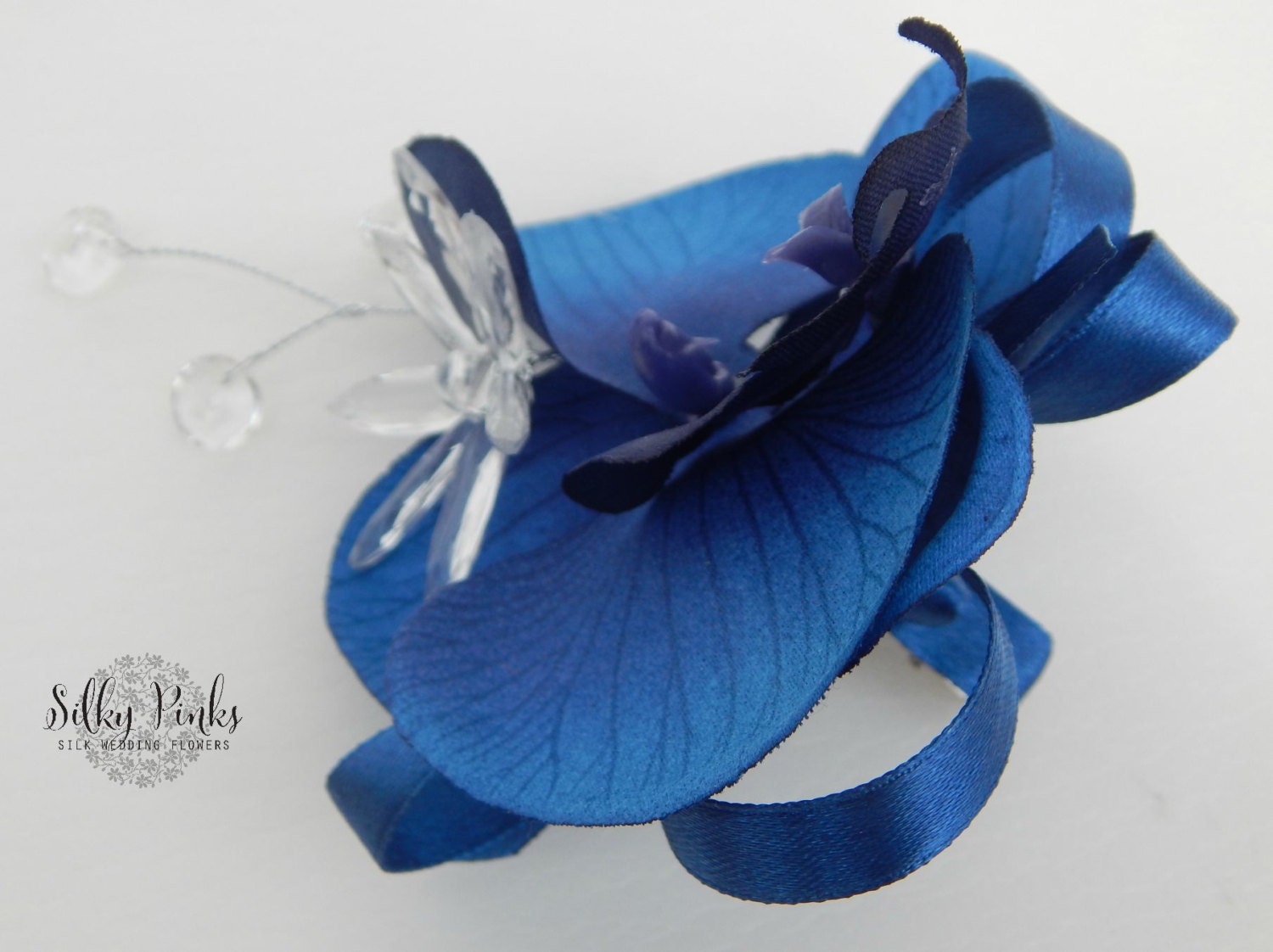 Navy Blue Orchid Hair Accessory Wedding Hair Accessory Etsy