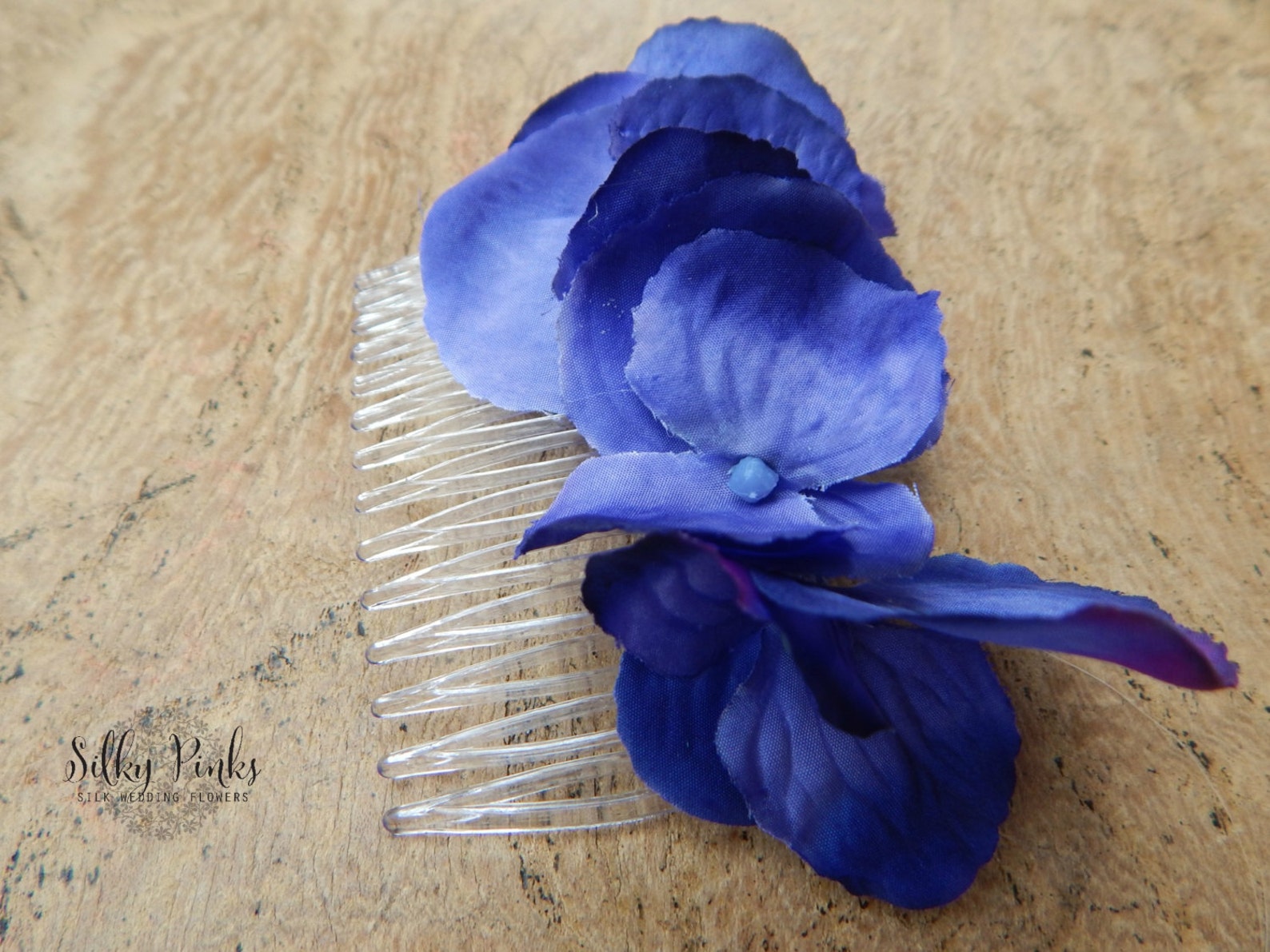 Hair Accessory Blue Decorated Hair Comb Blue Hair Accessory Artificial