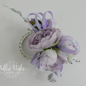 Silk wedding flower, Lilac wrist corsage, Lilac wedding flower,