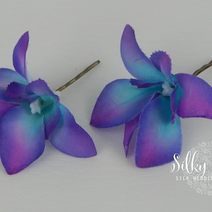 Flower Hair Pins, Purple/Blue Dunrobium Orchid Hair Accessories, Wedding Hair Flowers, Beach Wedding,Hair Flowers,  Wedding Accessories
