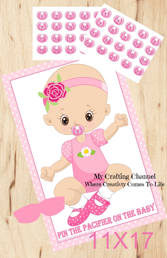Baby Shower Game Pin the Pacifier to Baby Precious BabyBaby Etsy