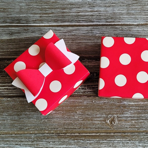 Red and White Polkadot Gift Boxes - Polkadot Gift Boxes - Christmas Gift Boxes - Red Gift Boxes - 3 x 3 Gift Boxes - Gift Box