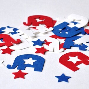 Republican Confetti - Elephant Confetti - Red White and Blue Confetti - Political Confetti - Election Confetti - Red - White - Blue